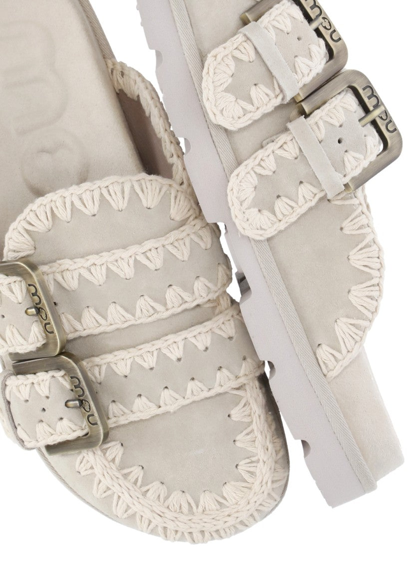Mou Ivory Low Bio Suede Loafers