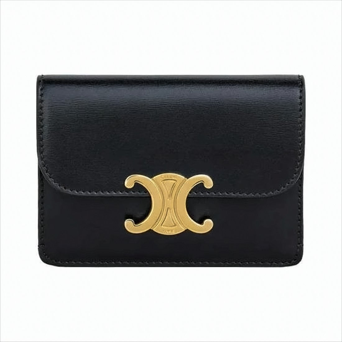 Celine Compact Black Leather Card Wallet