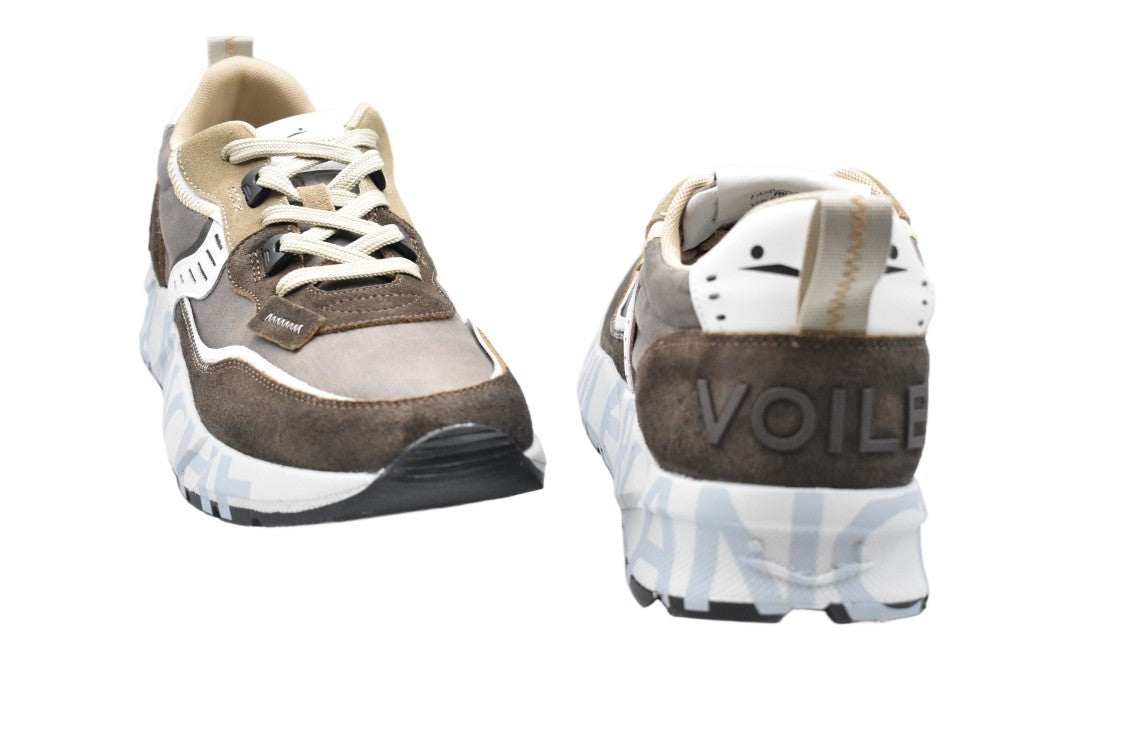 Voile Blanche Brown Taupe Laced Rubber Sole Shoes