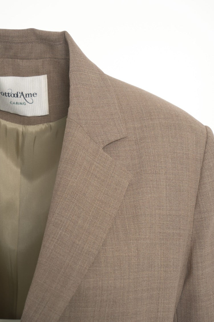 Ottod'ame Relaxed Fit Brown Oversized Blazer With Notch Lapels