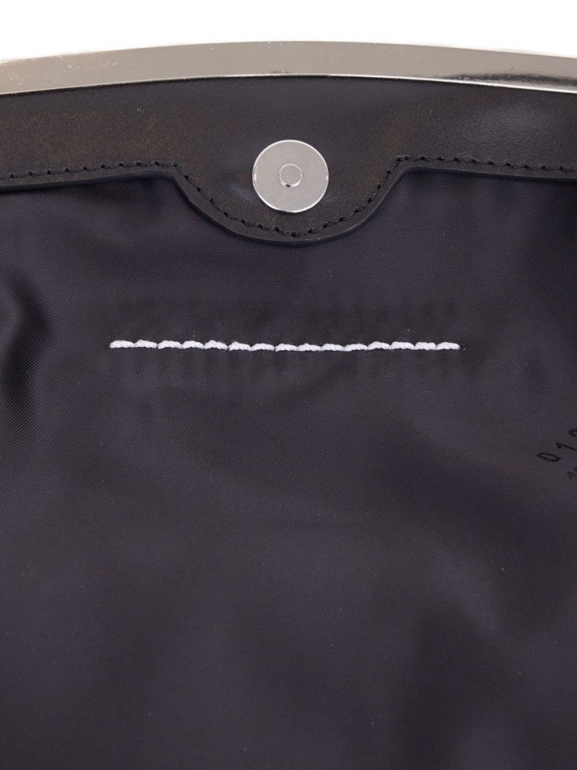 Mm6 By Maison Margiela Structured Black Polyester Clutch With Silver-Tone Closure