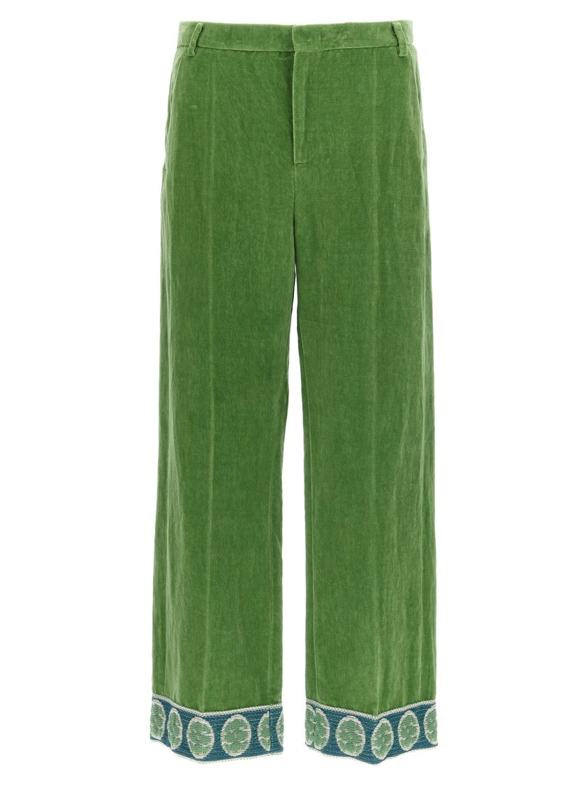Valentino Garavani High-Waist Velvet Trousers With Jacquard Detailing
