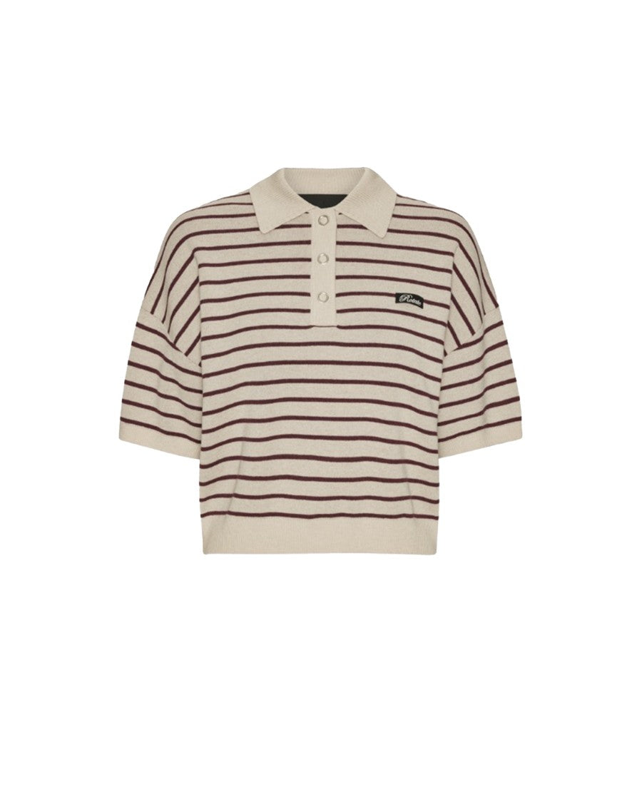 Rotate Beige Slinky Knit Polo