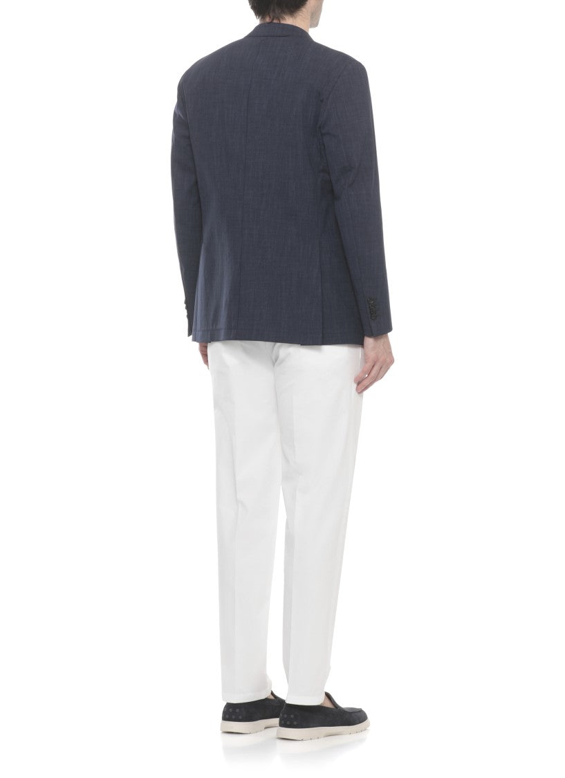 La Torre Red Blue Classic Lapel Cotton Jacket