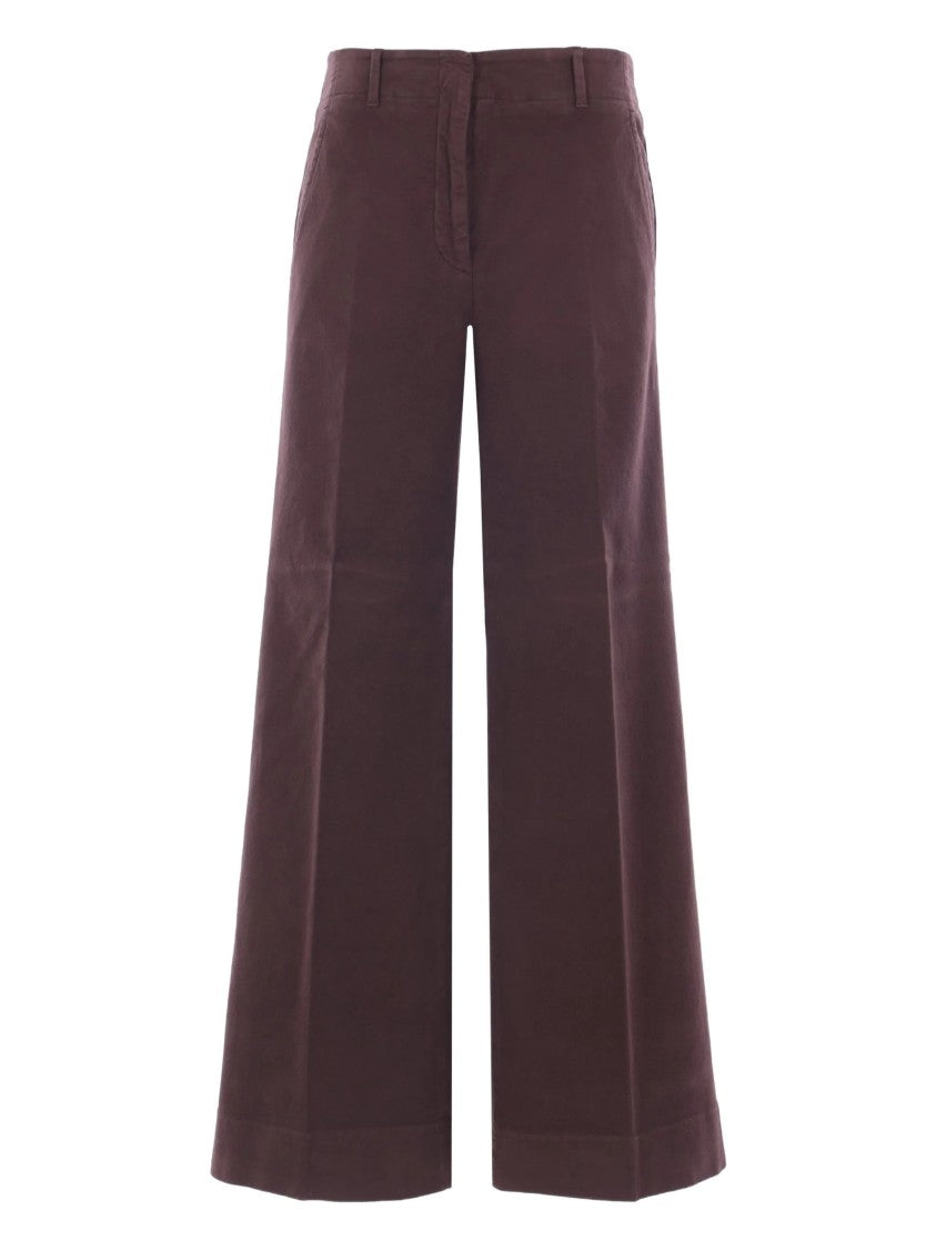 Incotex Burgundy High-Waisted Wide-Leg Cropped Pants