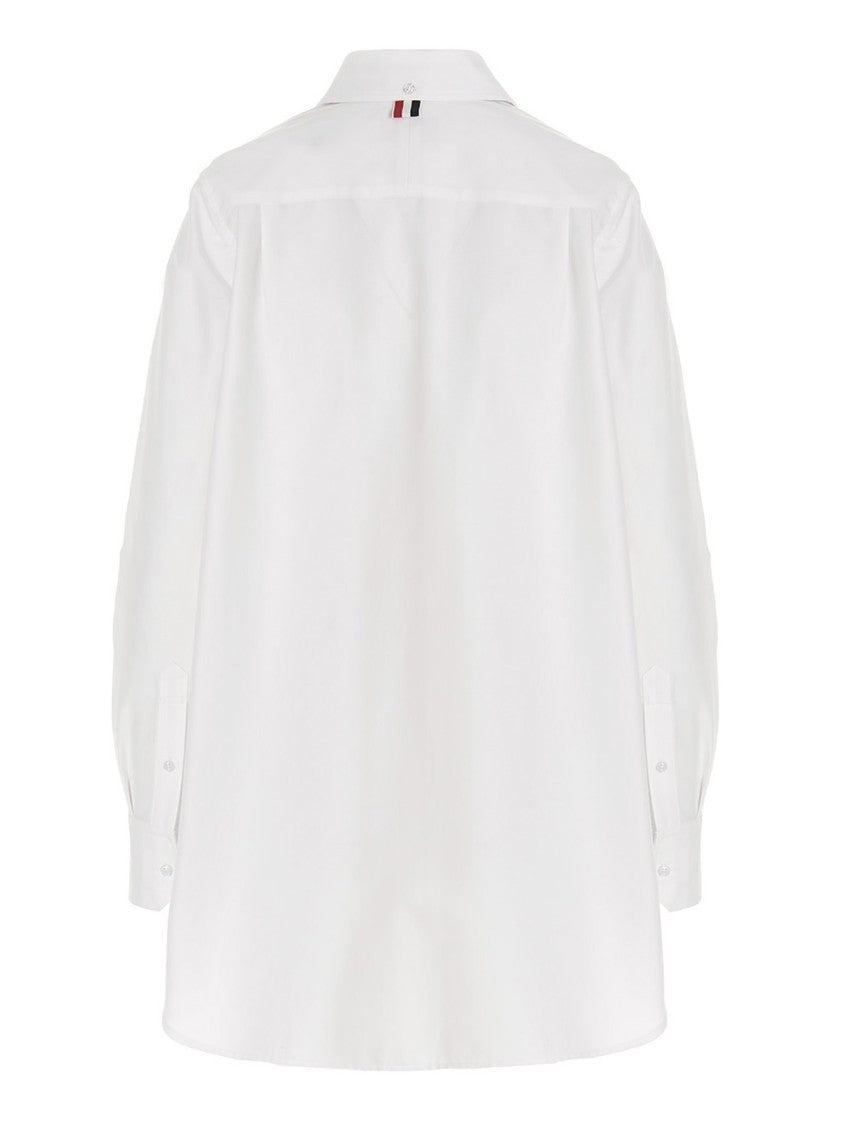 Thom Browne Logo Pussy Bow Blouse