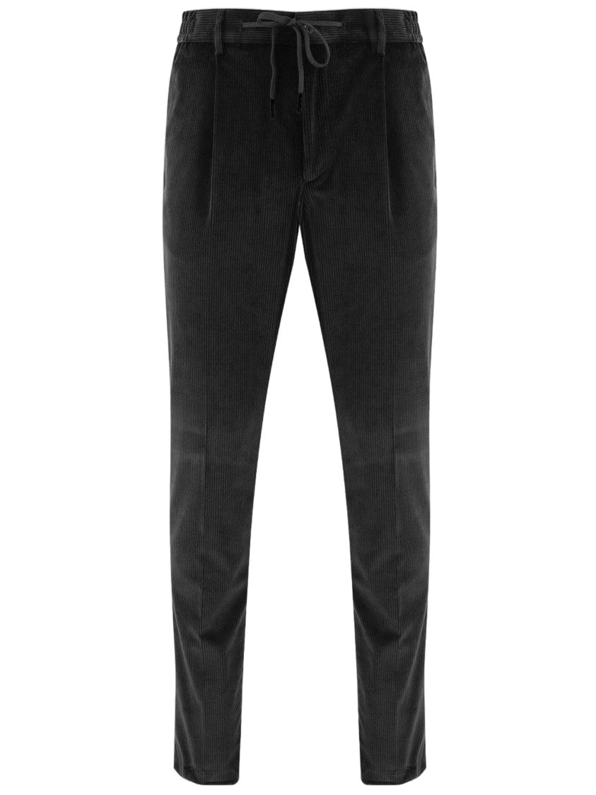 Tagliatore Stretch Cotton Velvet Pants With Ribbed Texture