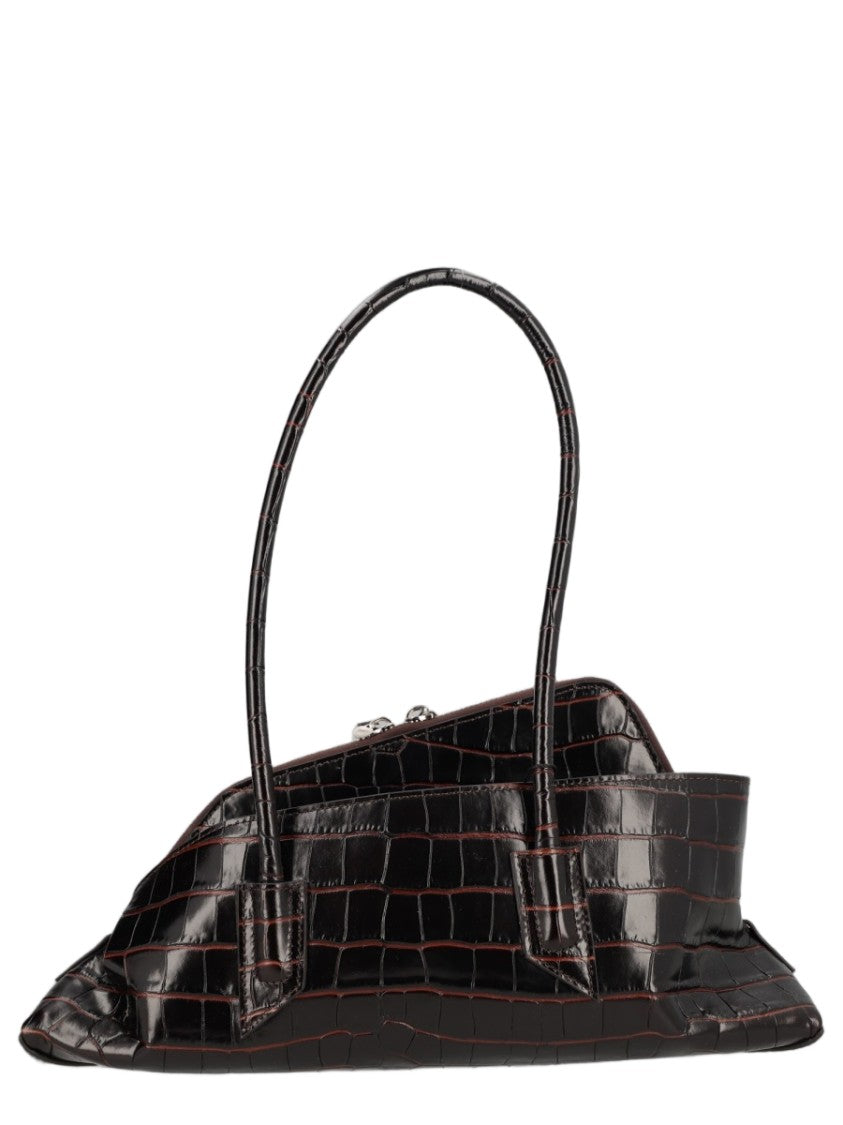 The Attico Glossy Crocodile-Embossed Handbag With Structured Silhouette