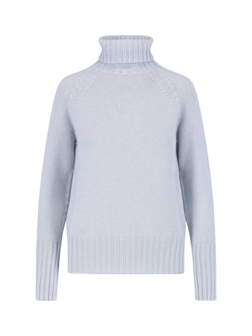 Drumohr Light Blue Merino Wool Turtleneck Sweater