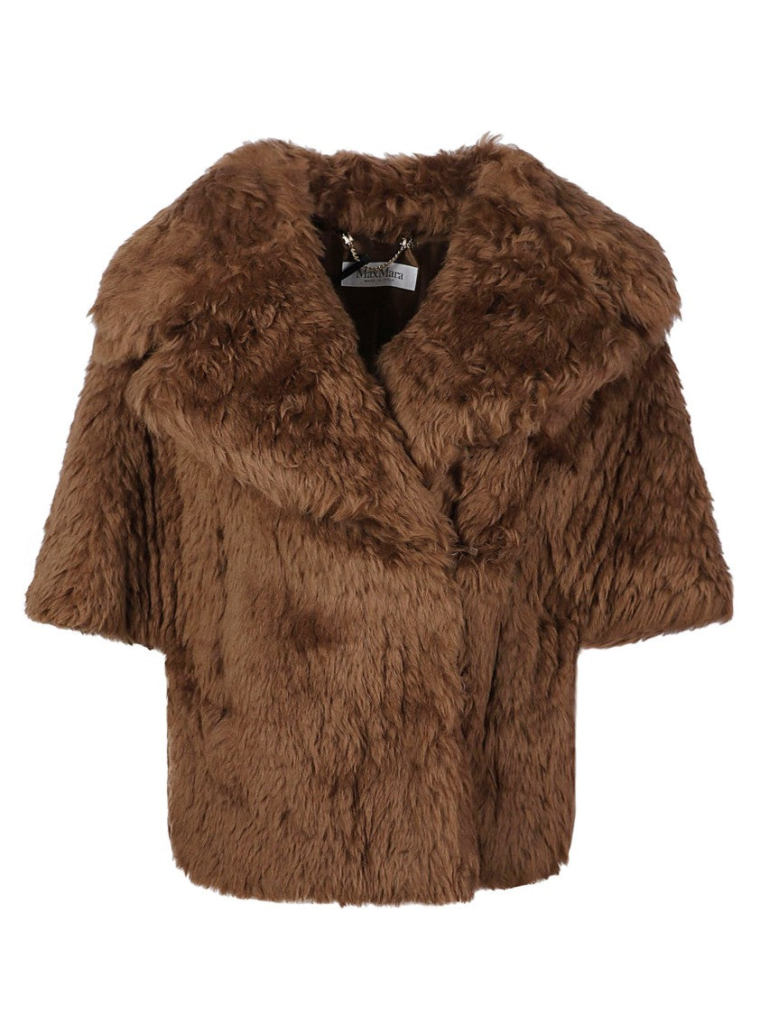 Max Mara Brown Mxaaccorta Virgin Wool Short Cape