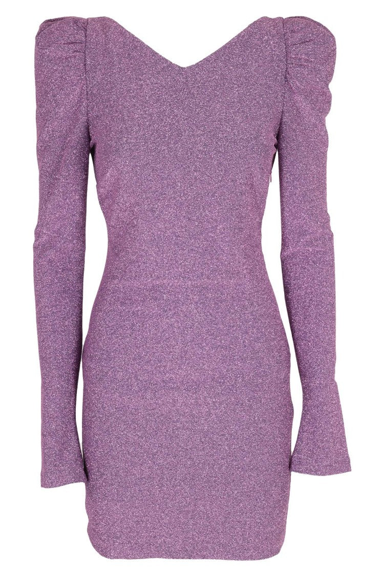 Aniye By Purple Mini Dress With Puffed Sleeves