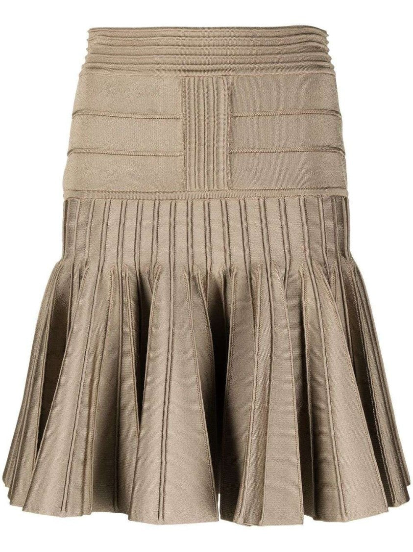 Balmain Pleated Knit Miniskirt