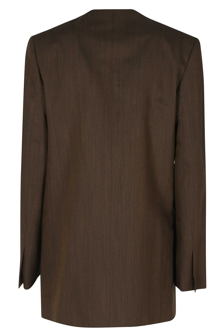 Alberta Ferretti Brown Tailoring Gold Buttons Viscose-Blend Blazer