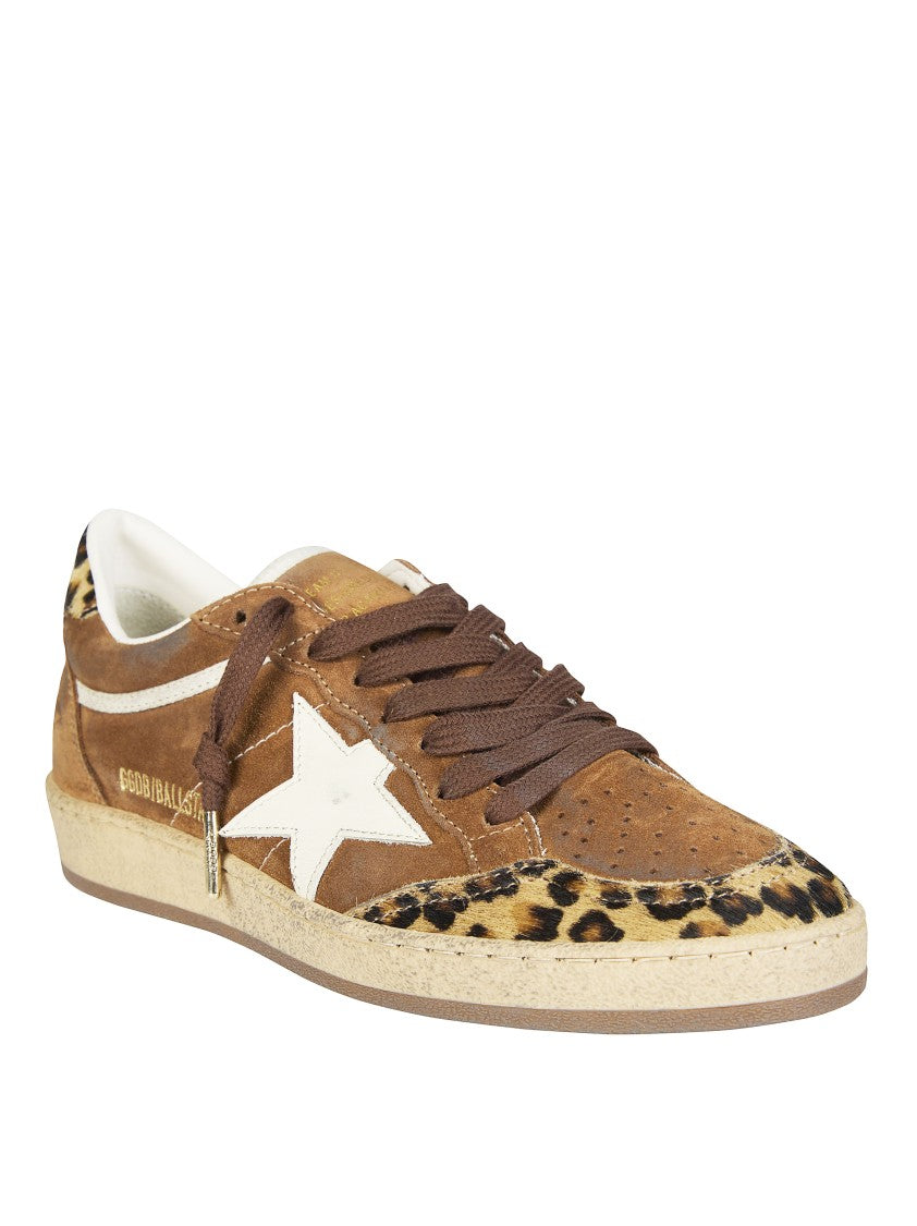 Golden Goose Brown Suede Leopard Ballstar Sneakers