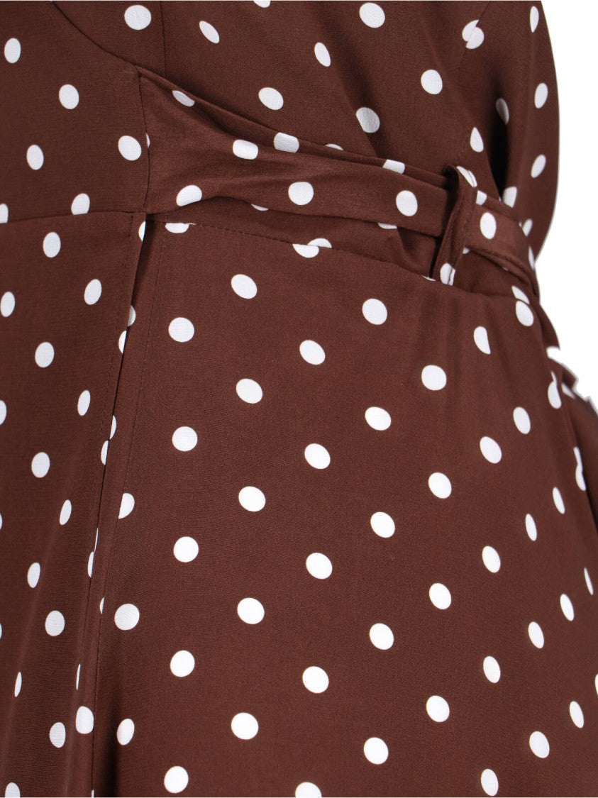 Parosh Maxi Polka Dot Dress – Brown