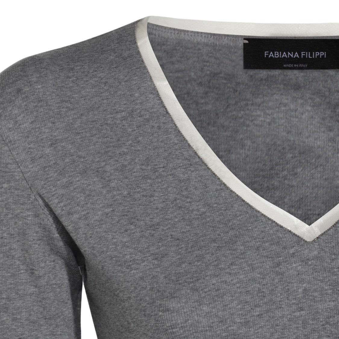 Fabiana Filippi Fitted Grey Sweater With V-Neckline