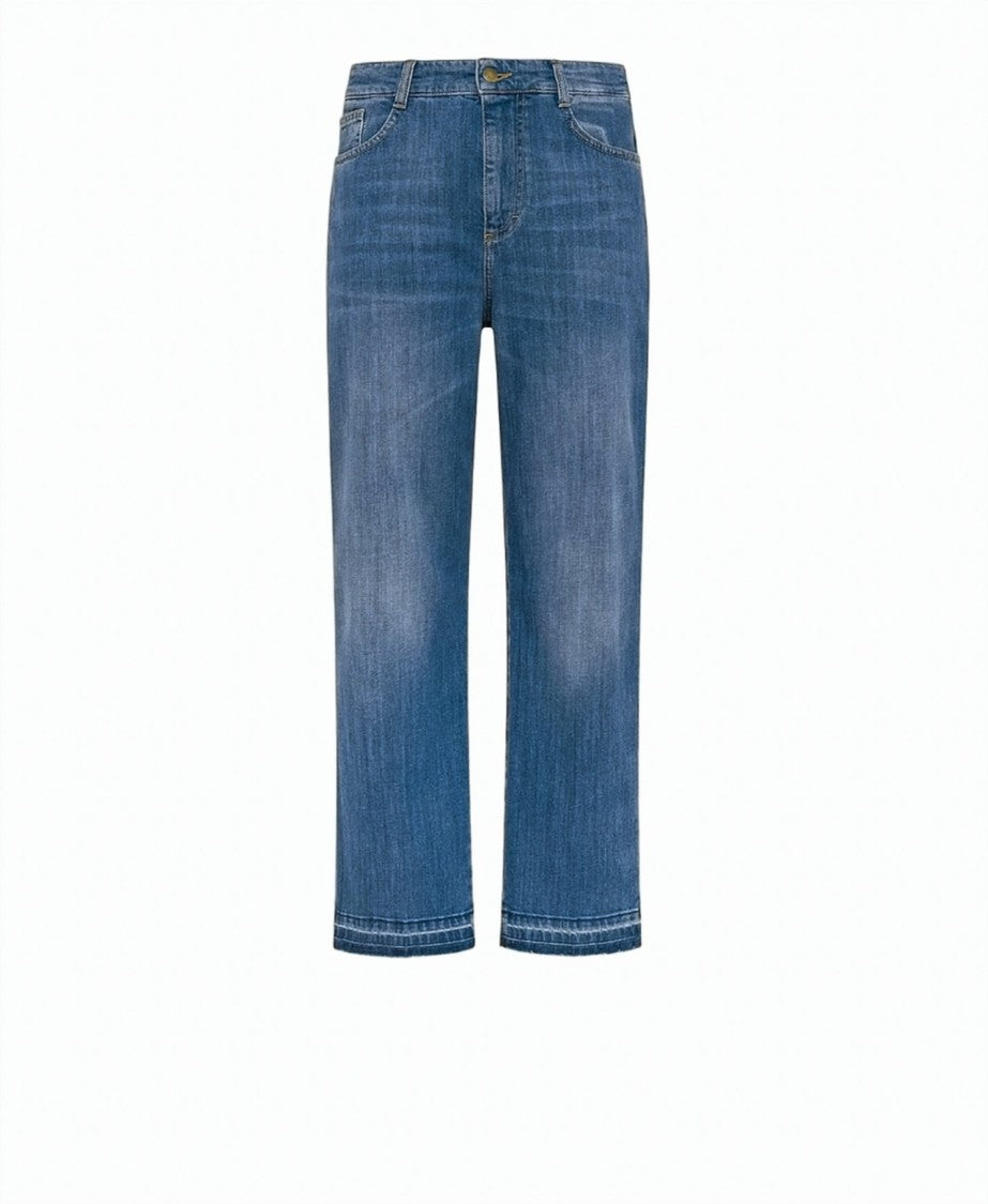 Momonì Boyish Contrast Panel Stretch Denim Cigarette Jeans