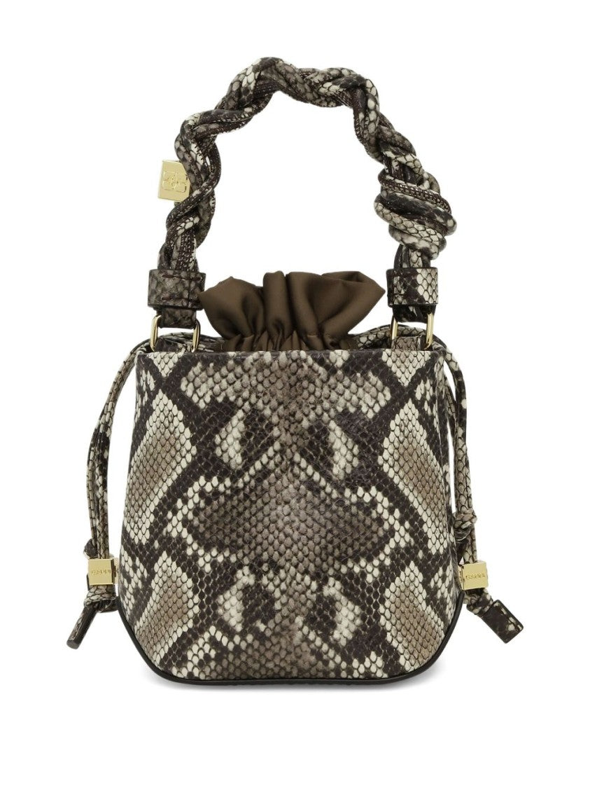 Ganni Structured Beige Handbag With Twisted Handle
