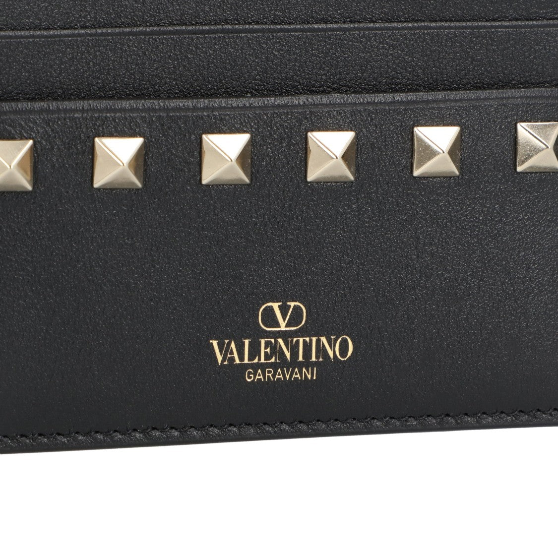 Valentino Rockstud Calfskin Card Wallet
