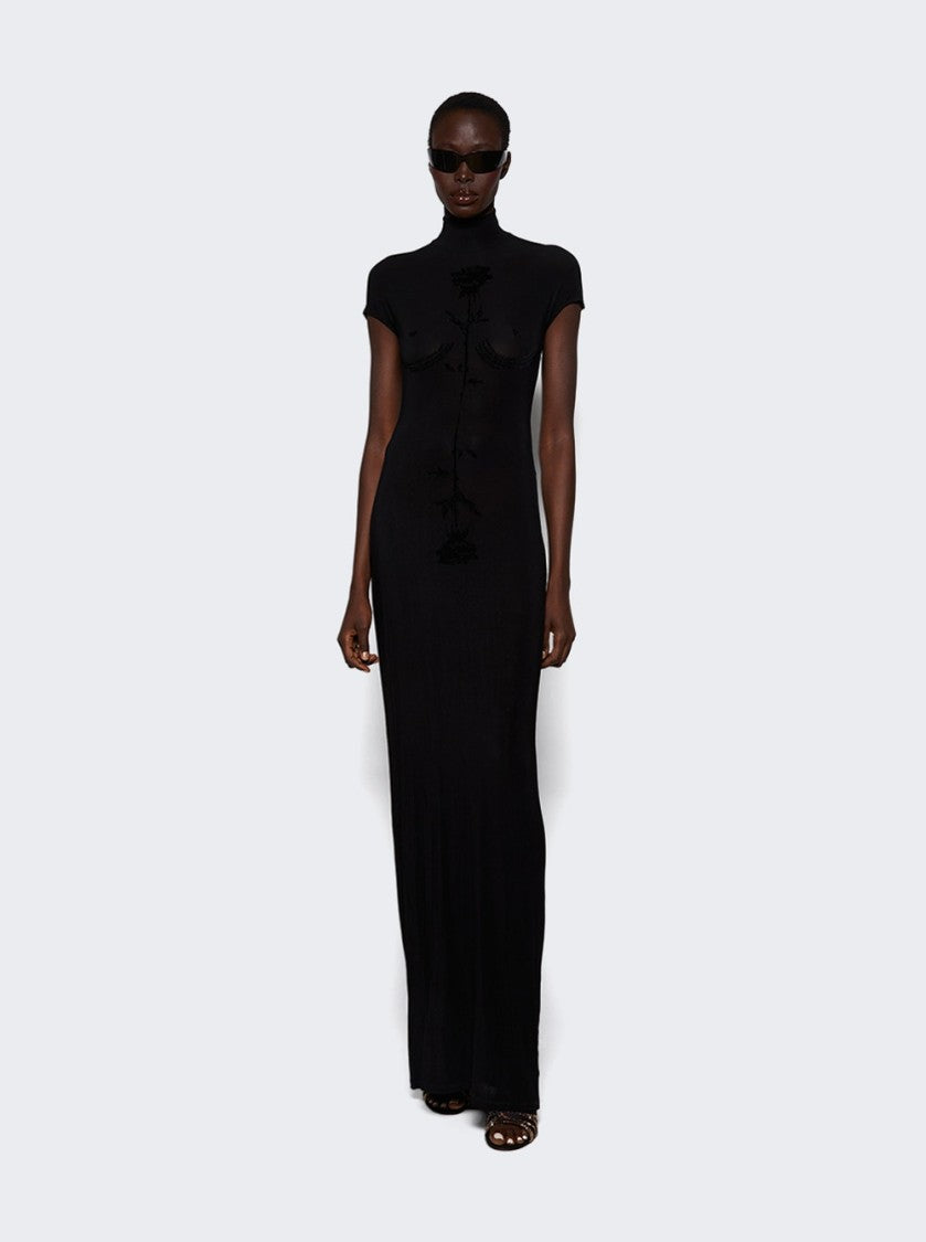 Jean Paul Gaultier Viscose Jersey Long Dress Black