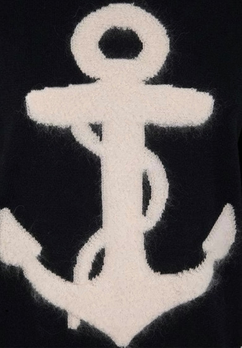 Max Mara Textured Anchor Motif Wool Sweater
