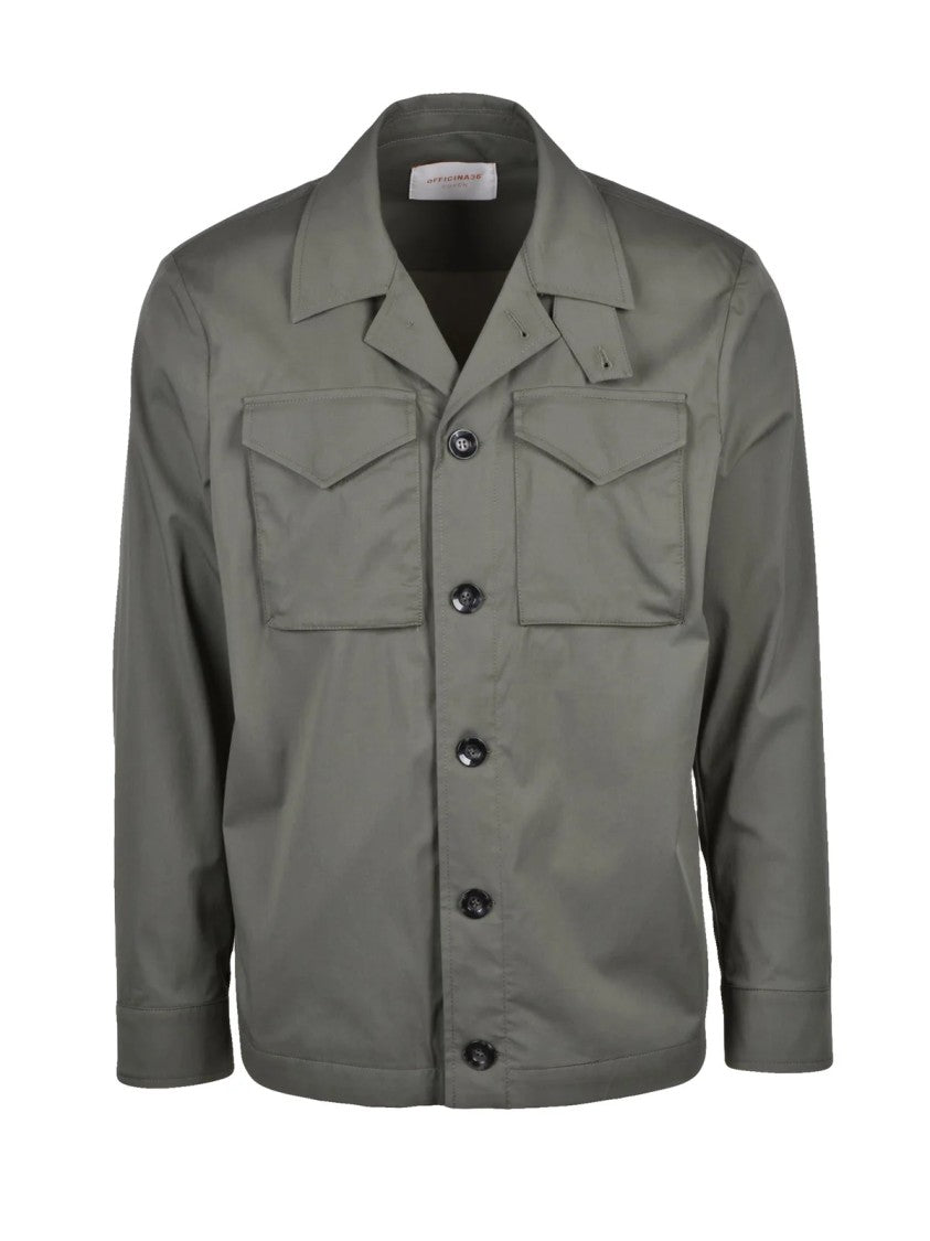 Officina 36 Military Green Cotton Nylon Elastane Shirt