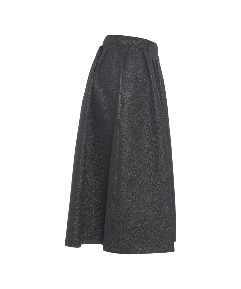 8Pm Flared Trapeze Midi Skirt With High Waist And Structured Finish