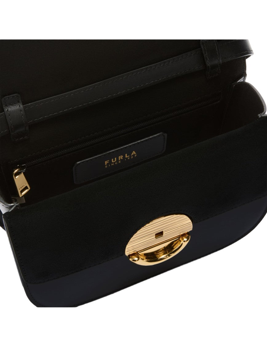 Furla Sfera Mini Leather Crossbody Bag, Black