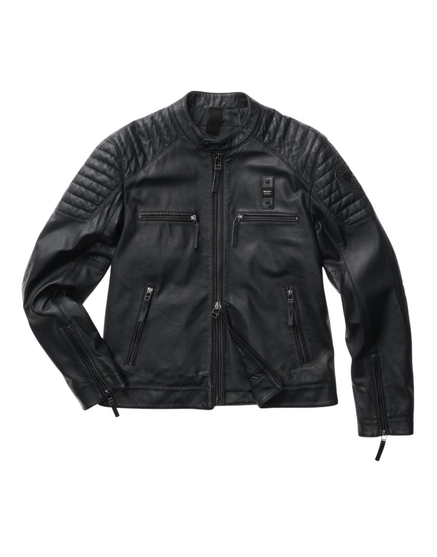 Blauer Black Crossland Leather Jacket