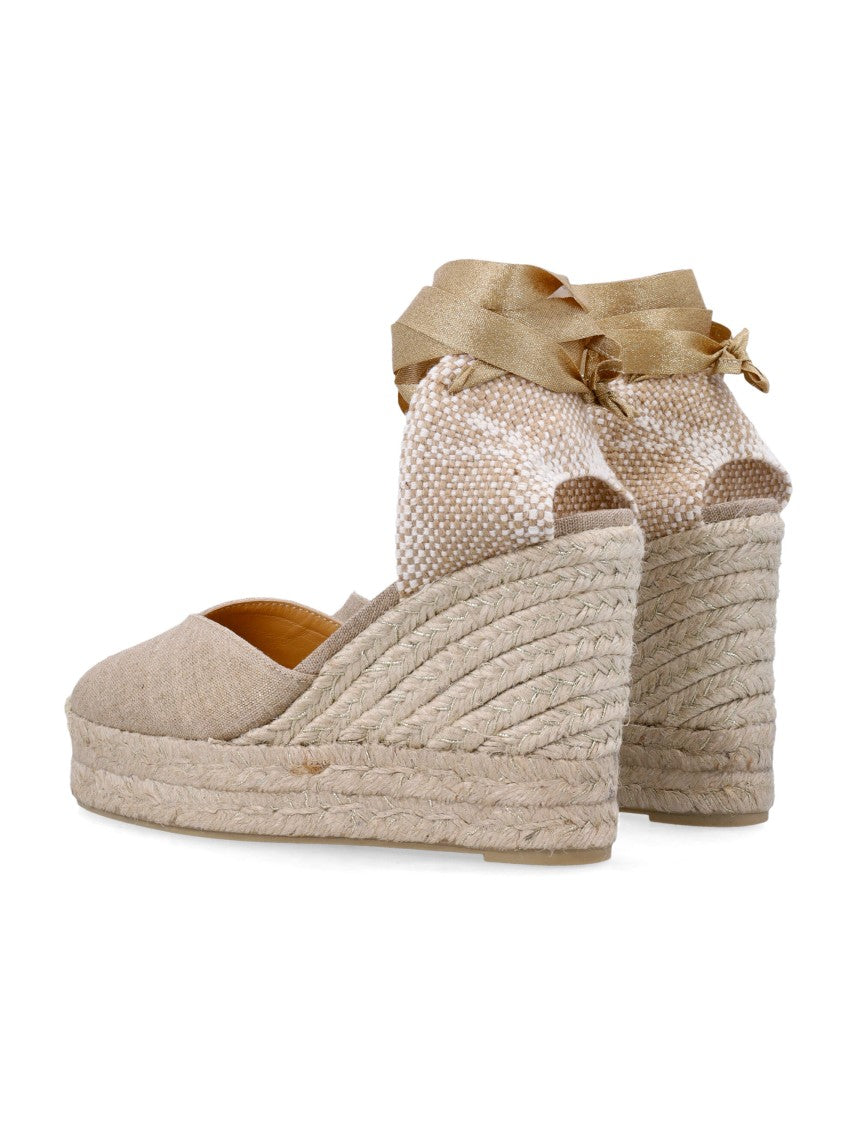 Castaner Chiara Metallic Linen Wedge Espadrilles