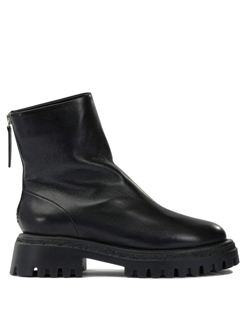 Halmanera Minimalist Black Leather Ankle Boots With Chunky Sole