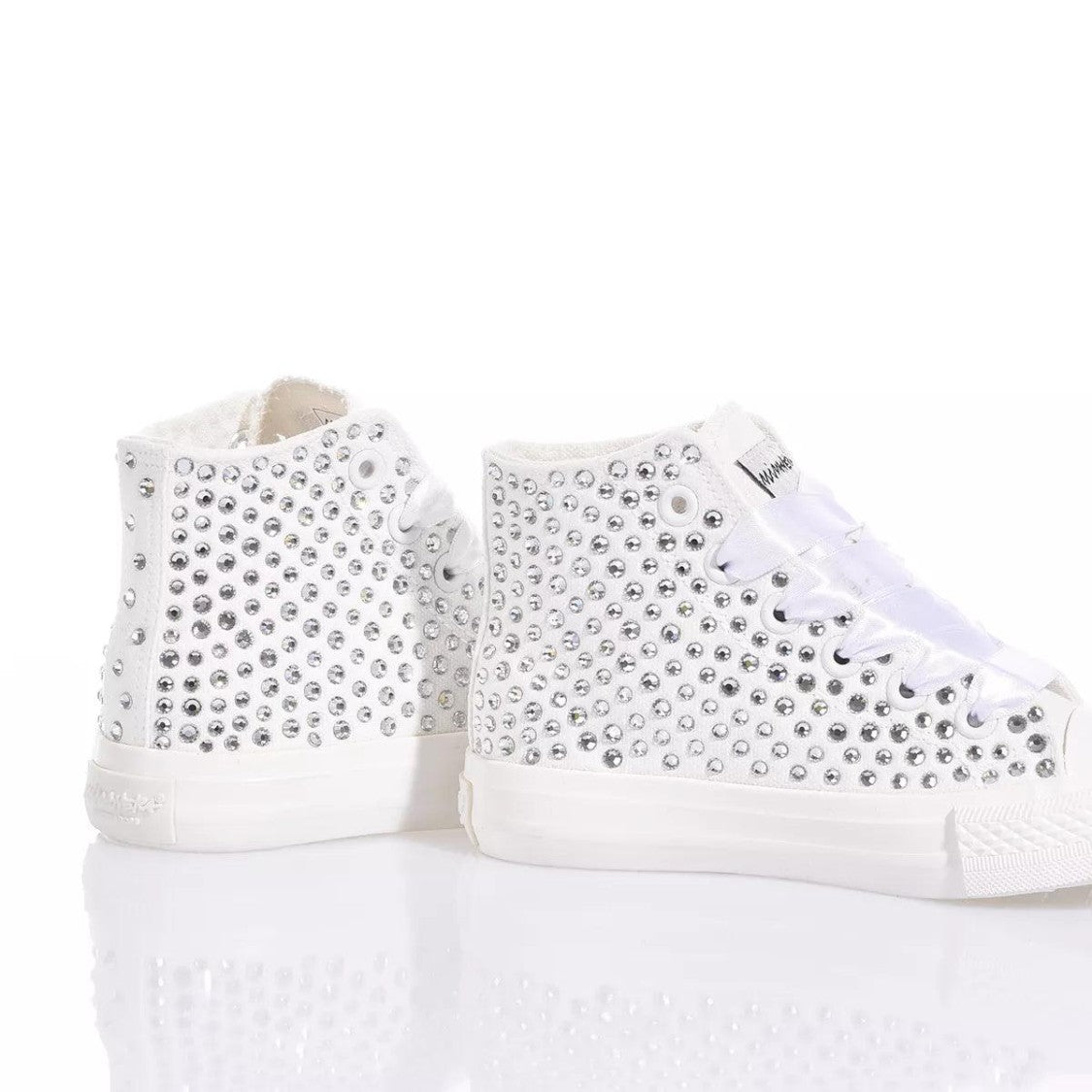 Mimanera High-Top Canvas Sneakers With Swarovski Crystal Embellishments
