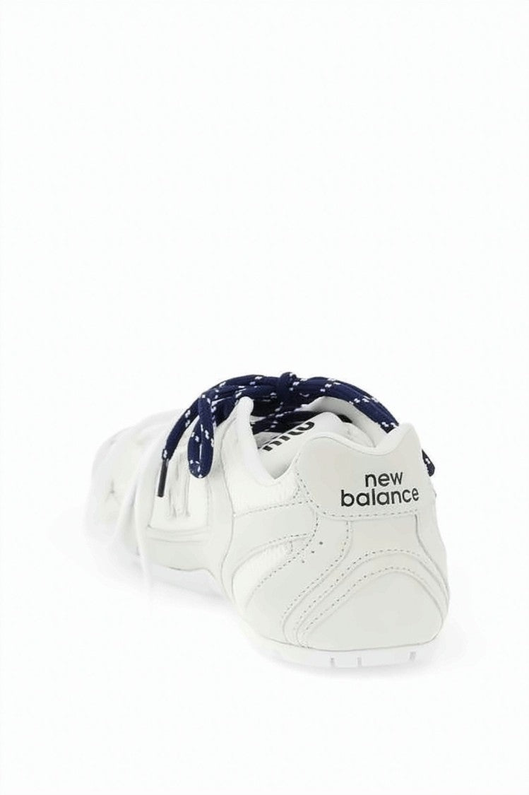 Miu Miu Calf Leather And Fabric Sneakers With Perforated Design