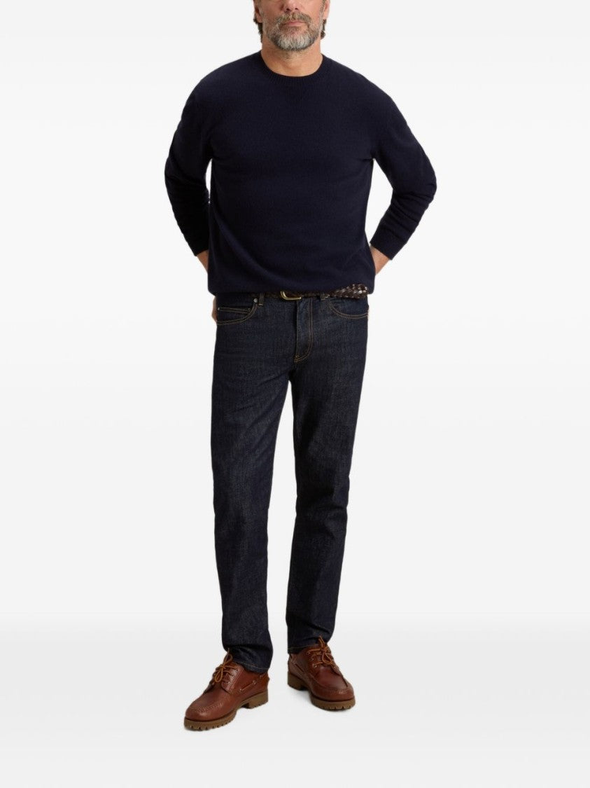 Woolrich Fine-Knit Crew Neck Sweater With Ribbed Details