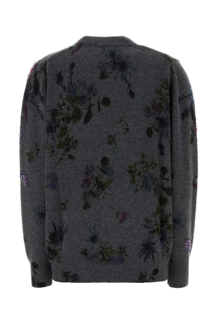 Blumarine Printed Wool Blend Oversize Cardigan
