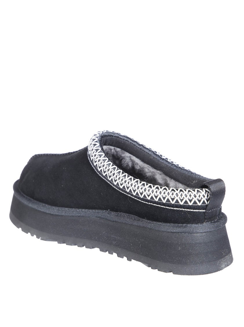 Ugg Black Tazz Ii Suede Woven Trim Slip-On Flats