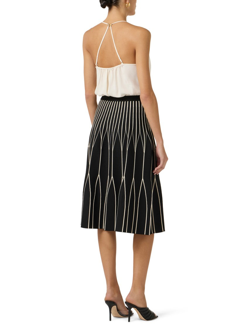 Elisabetta Franchi Deep V-Neck Bodysuit With Sheer Mesh Panel