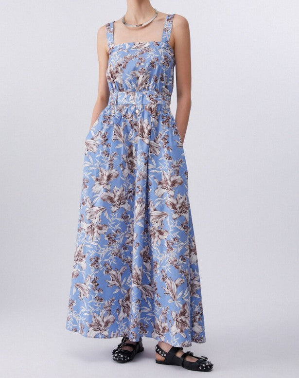 Liu Jo Long Floral-Pattern Poplin Maxi Dress With Belt And Pockets