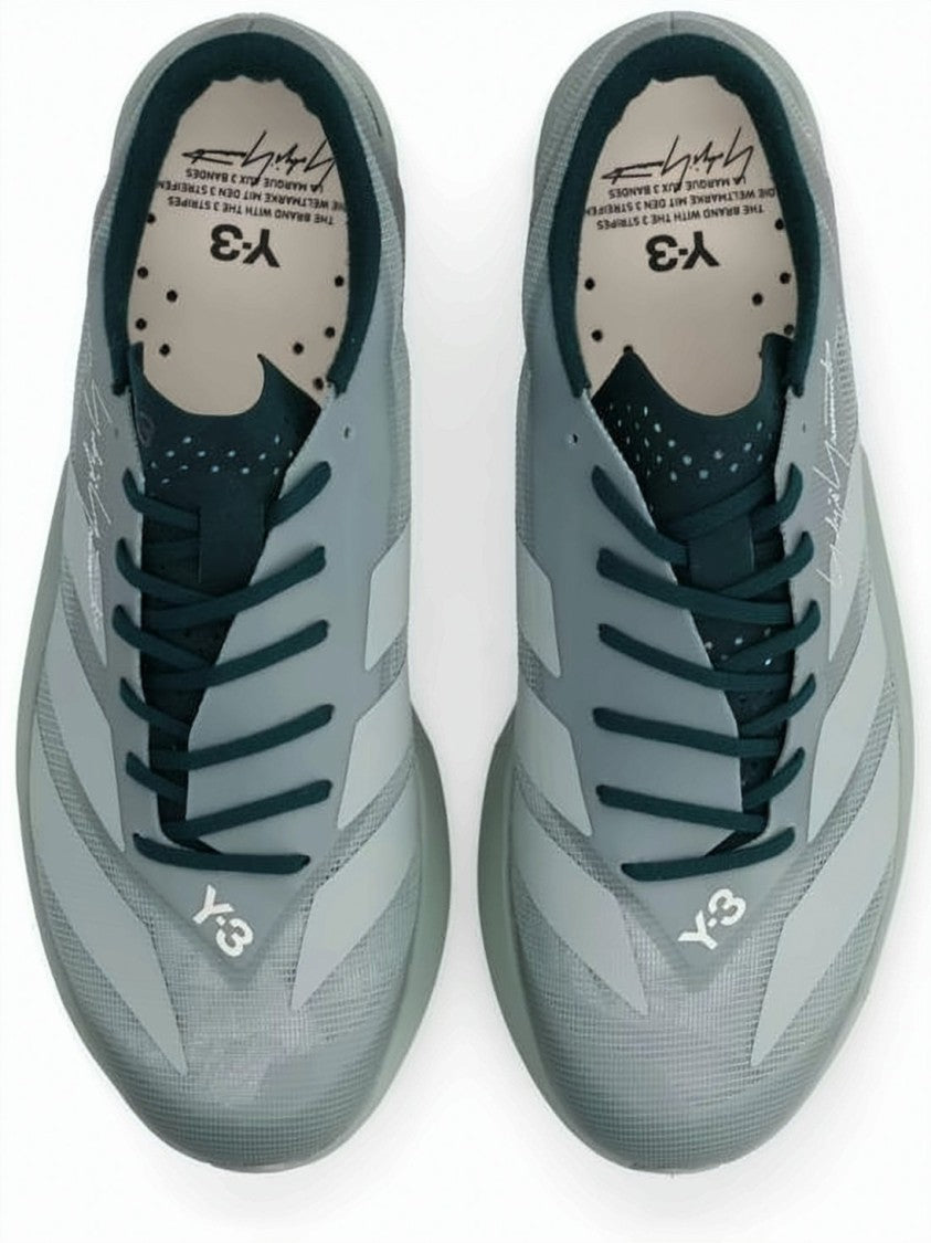 Y-3 Streamlined Green Sneakers With Tonal Stripes
