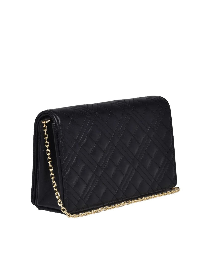 Love Moschino Black Polyurethane Gold-Hardware Shoulder Bag
