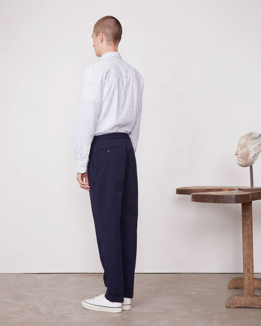 Officine Generale Plain Front Pants With Grosgrain Drawstring