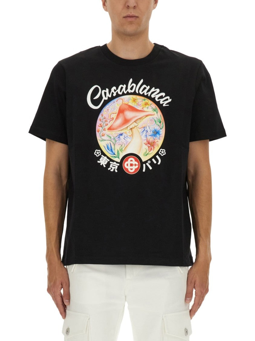 Casablanca Relaxed-Fit Black T-Shirt With Floral