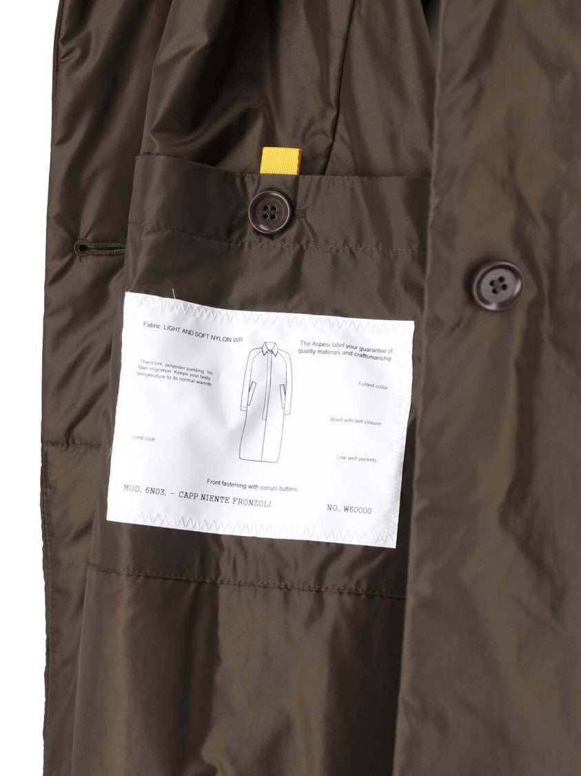 Aspesi Dark Green Nylon Waterproof Trench Coat