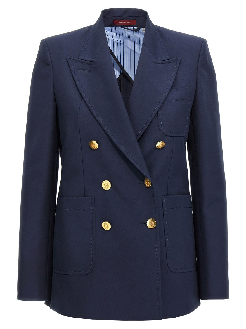 Gucci Structured Double-Breasted Cotton Blazer With Peak Lapels