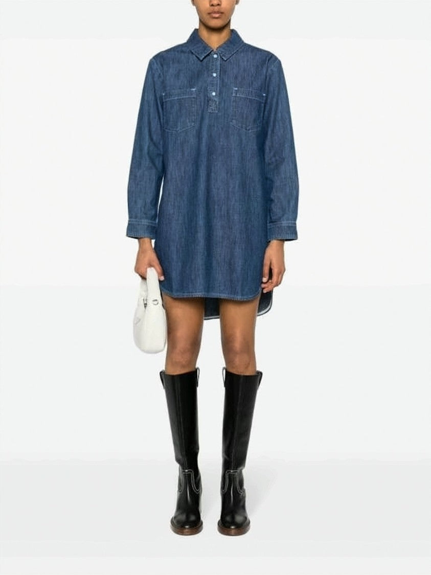 A.P.C. Relaxed Oversized Denim Dress With Classic Collar