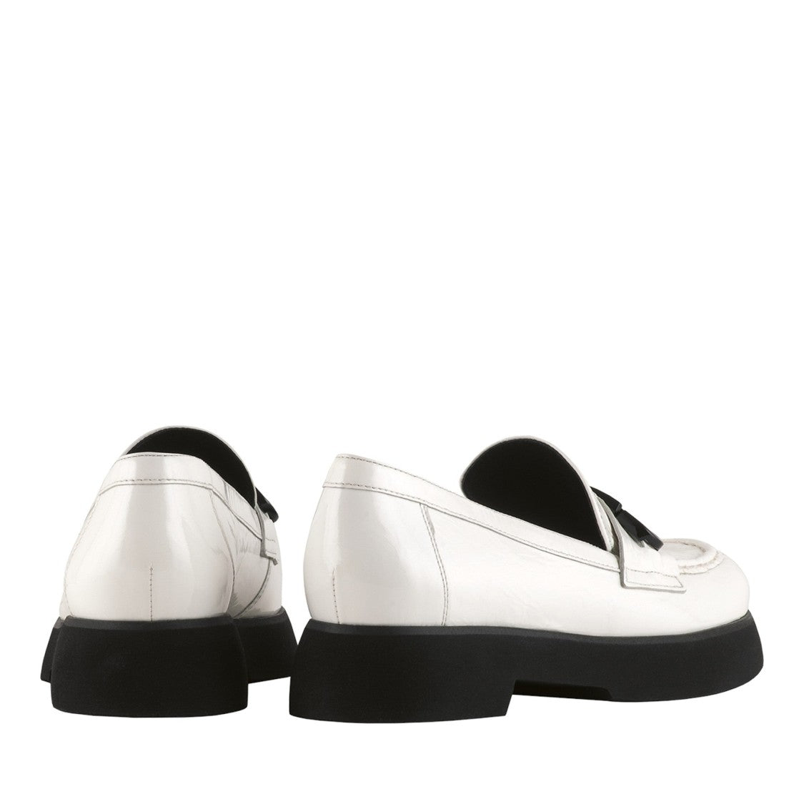 Högl White Cecil Patent Leather Chunky Sole Loafers