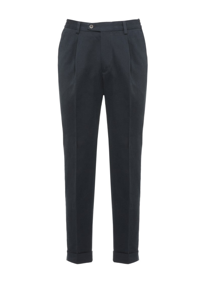 Devore Blue Tailored Wool Straight-Leg Pants