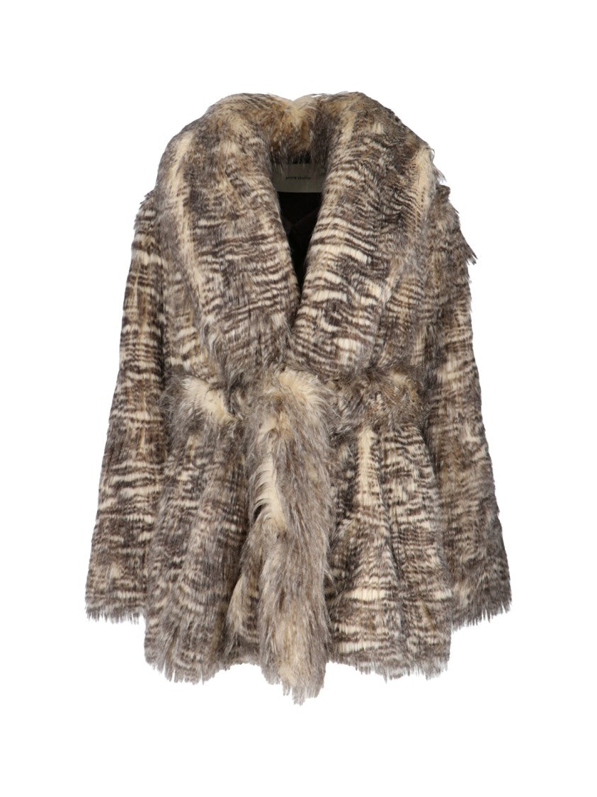 Entire Studios Textured Faux Fur Jacket With Striped Pattern