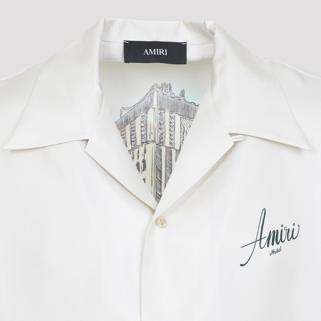 Amiri Hotel Bowling White Silk Shirt