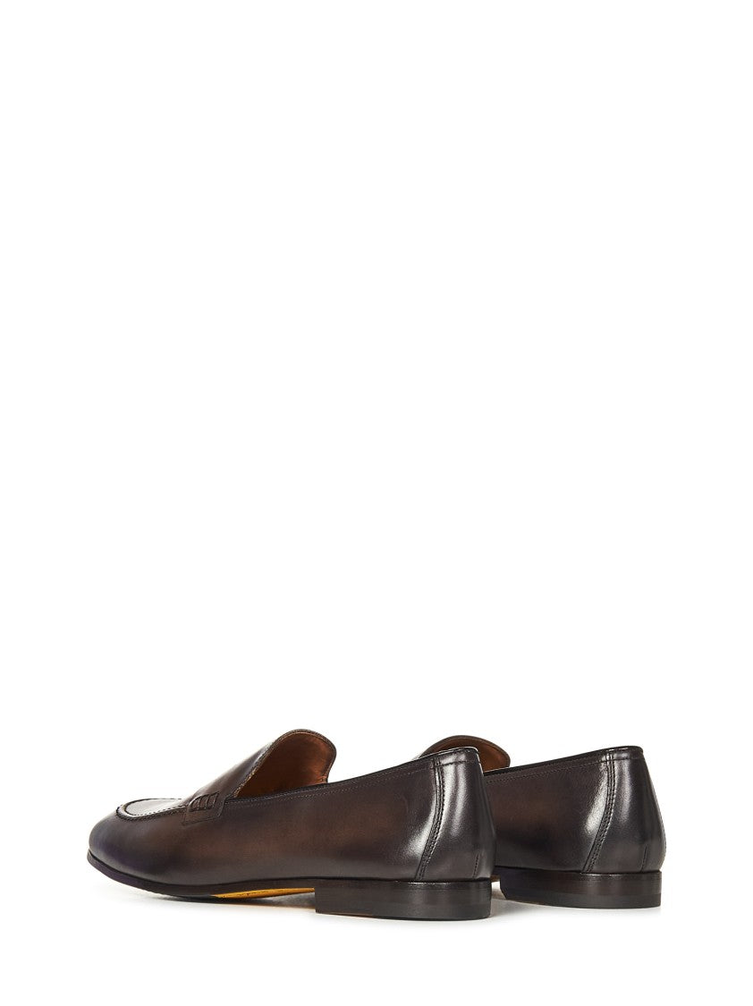 Doucal's Dark Brown Leather Penny Loafers